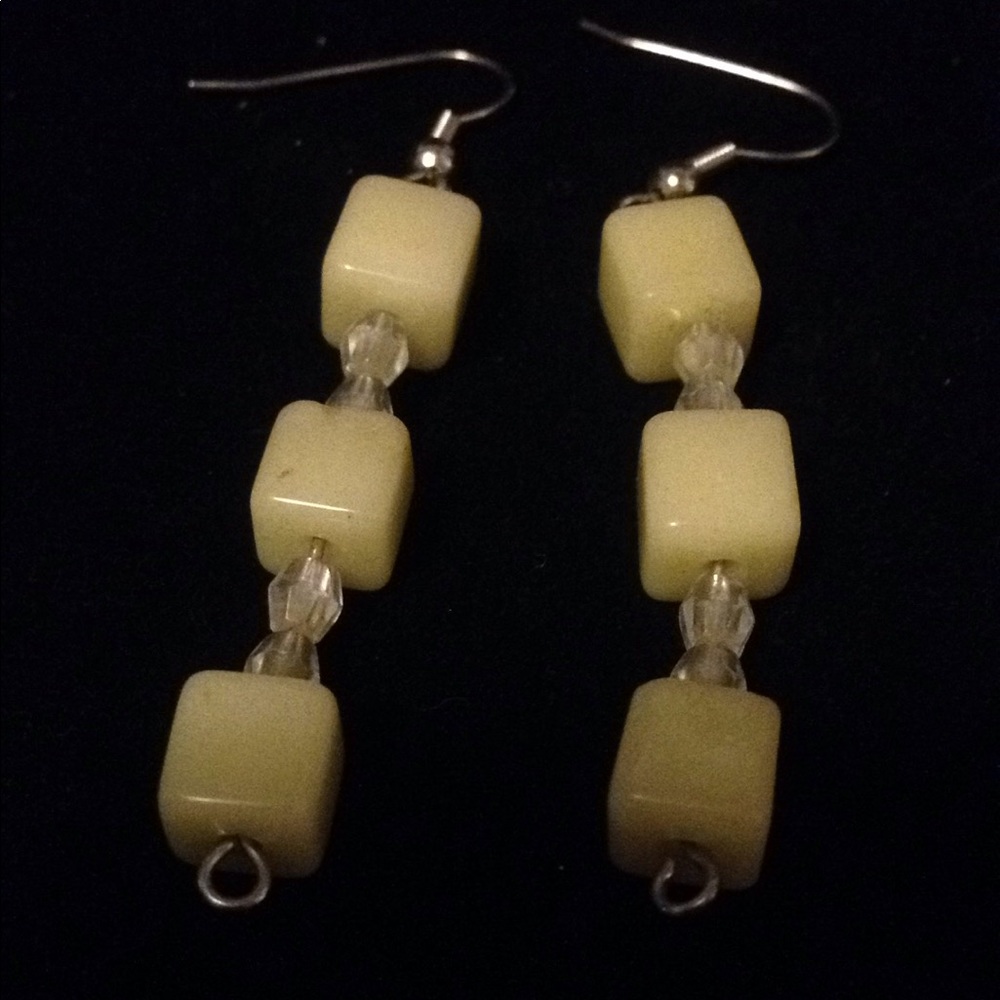Yellow cube drop earrings